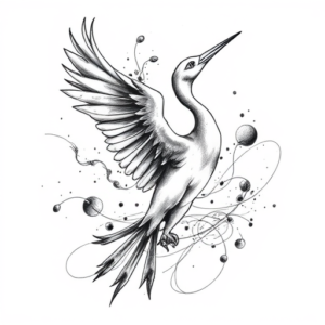 Pencil Sketch Crane Tattoo