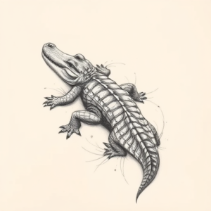 Pencil Sketch Crocodile Tattoo