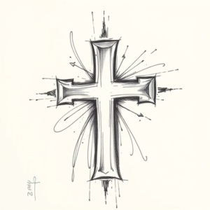 Pencil Sketch Cross Tattoo