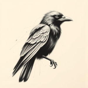 Pencil Sketch Crow Tattoo