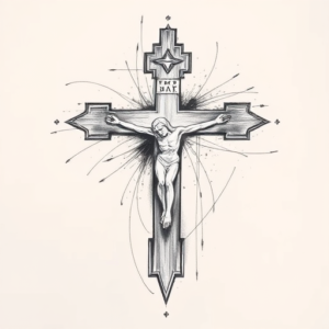 Pencil Sketch Crucifix Tattoo