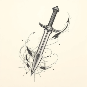 Pencil Sketch Dagger Tattoo