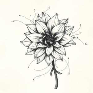 Pencil Sketch Dahlia Tattoo