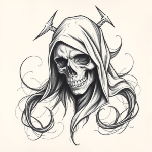 Pencil Sketch Death Tattoo