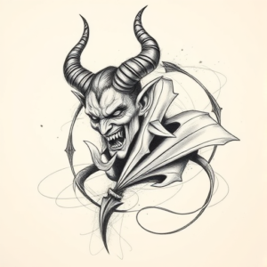 Pencil Sketch Demon Tattoo