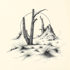 Pencil Sketch Desert Tattoo