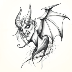 Pencil Sketch Devil Tattoo