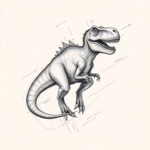Pencil Sketch Dinosaur Tattoo