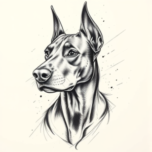 Pencil Sketch Doberman Tattoo