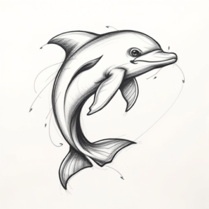 Pencil Sketch Dolphin Tattoo