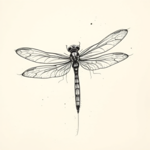 Pencil Sketch Dragonfly Tattoo