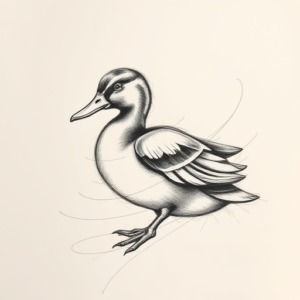 Pencil Sketch Duck Tattoo