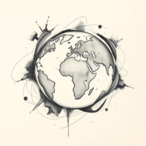 Pencil Sketch Earth Tattoo