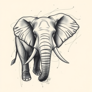 Pencil Sketch Elephant Tattoo