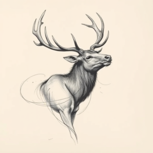 Pencil Sketch Elk Tattoo