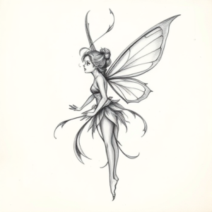 Pencil Sketch Fairy Tattoo