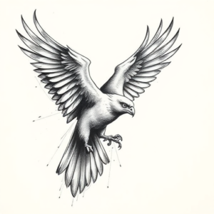 Pencil Sketch Falcon Tattoo