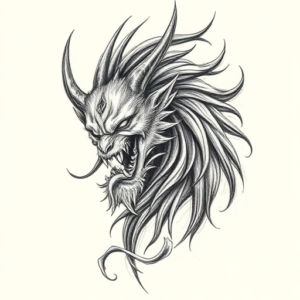 Pencil Sketch Fenrir Tattoo