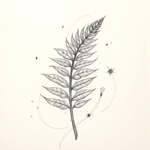Pencil Sketch Fern Tattoo