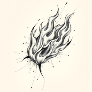 Pencil Sketch Fire Tattoo
