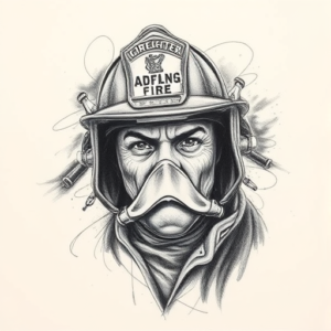 Pencil Sketch Firefighter Tattoo