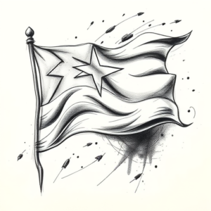 Pencil Sketch Flag Tattoo