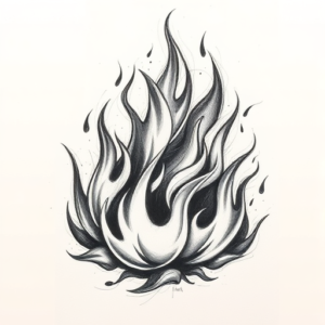 Pencil Sketch Flame Tattoo