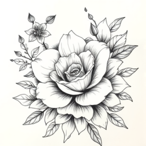 Pencil Sketch Floral Tattoo