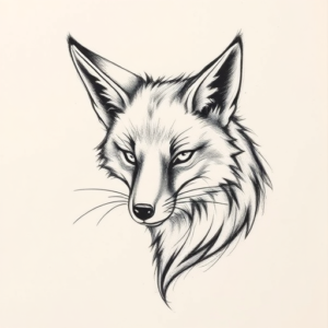 Pencil Sketch Fox Tattoo