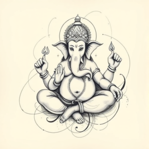 Pencil Sketch Ganesha Tattoo