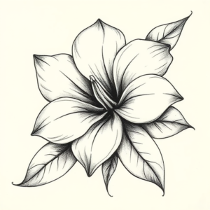 Pencil Sketch Gardenia Tattoo