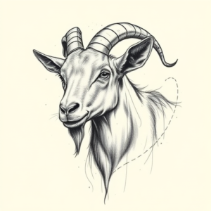 Pencil Sketch Goat Tattoo