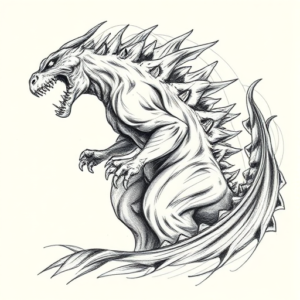 Pencil Sketch Godzilla Tattoo