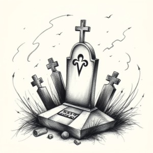 Pencil Sketch Graveyard Tattoo