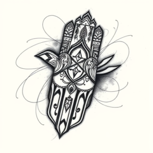 Pencil Sketch Hamsa Tattoo