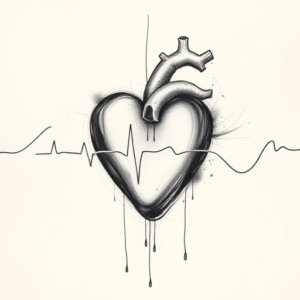 Pencil Sketch Heartbeat Tattoo