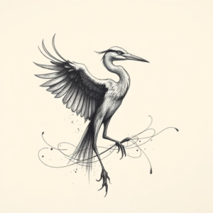 Pencil Sketch Heron Tattoo