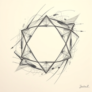 Pencil Sketch Hexagon Tattoo