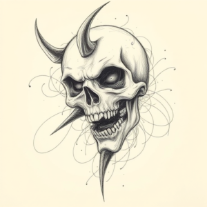 Pencil Sketch Horror Tattoo