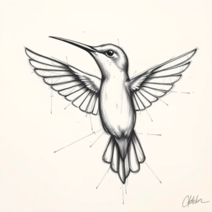 Pencil Sketch Hummingbird Tattoo
