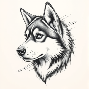 Pencil Sketch Husky Tattoo