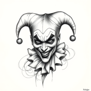 Pencil Sketch Jester Tattoo