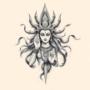 Pencil Sketch Kali Tattoo