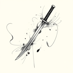 Pencil Sketch Katana Tattoo
