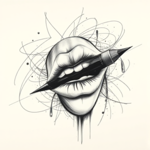 Pencil Sketch Kiss Tattoo