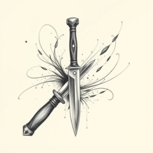 Pencil Sketch Knife Tattoo