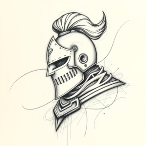 Pencil Sketch Knight Tattoo