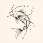 Pencil Sketch Koi Tattoo