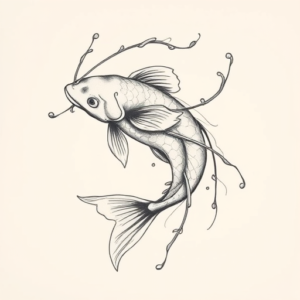 Pencil Sketch Koi Tattoo