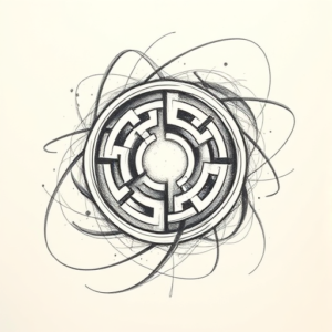Pencil Sketch Labyrinth Tattoo